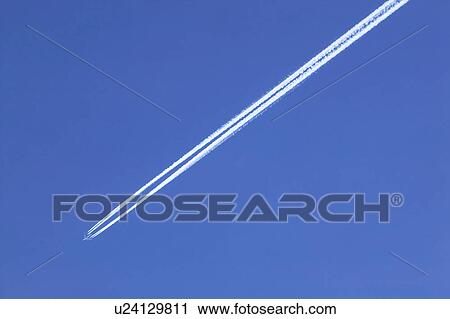 Stock Image - plane, sky, blue, practice, outdoors, smoke. Fotosearch