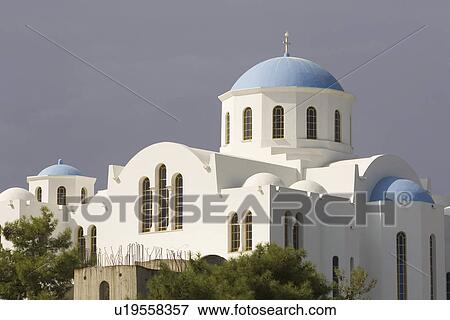 Stock Photo - Blue, Building Exterior, Building Structure, Clear Sky, Day. Fotosearch