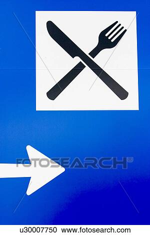 Stock Image - board, sign post, painted, painted signboard, blue, white. Fotosearch