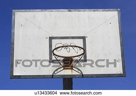 Picture - Basketball Hoop, Blue, Circle, Close-Up, Court. Fotosearch