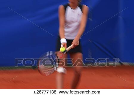 Stock Photo - girl, young, young girl, sporty, sports, tennis. Fotosearch