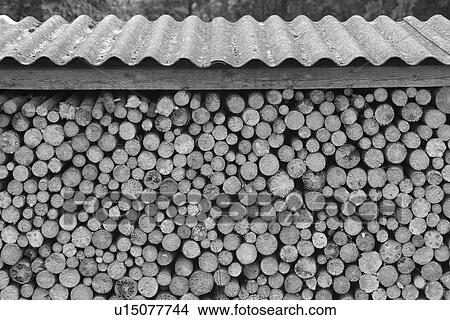 Black And White, Close-Up, Day, Firewood, Large Group Of Objects View Large Photo Image Picture - Black And White, Close-Up, Day, Firewood, Large Group Of Objects. Fotosearch