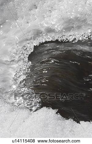 Stock Photo - B&W, black and white, brook, cascade. Fotosearch