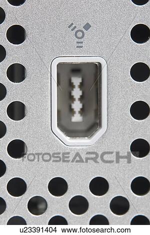 Picture - Black And White, Close-Up, Computer Equipment, Connection, Full Frame, Hole. Fotosearch