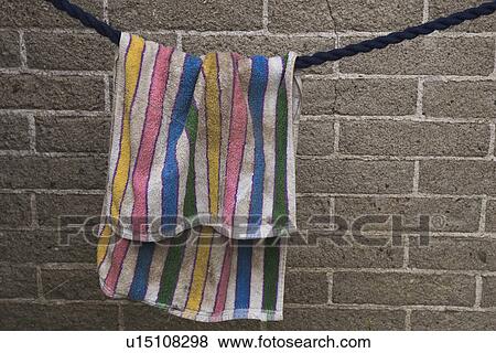 Stock Photo - Bath Towel, Clothing, Fabric, Hanging. Fotosearch