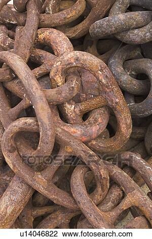 Stock Image - Chain, Link, Heap, Close-Up, Attached. Fotosearch