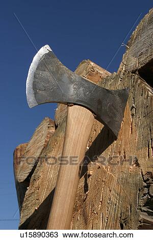 Stock Image - cut, weapon, chop, axe, hatchet, blade. Fotosearch