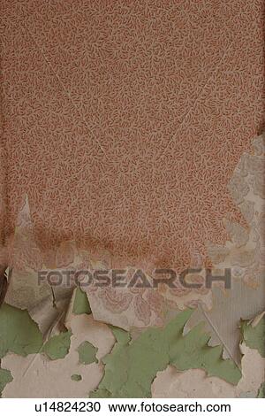 Stock Image - Wall, Wall Paper, Indoors, Torn. Fotosearch