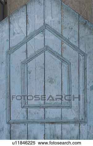 Stock Photography - Blue, Close-Up, Cracked, Door, Geometric Shape. Fotosearch