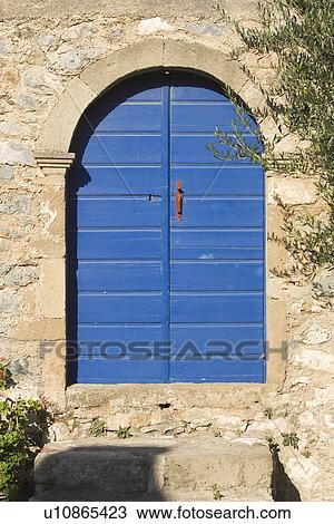 Stock Image - Closed, Architecture, Building Structure, Building Exterior, Blue, Arch. Fotosearch