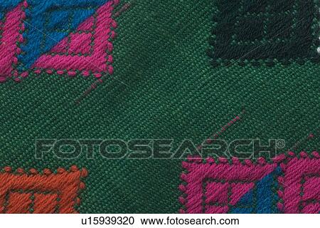 Stock Image - Close-Up, Cotton, Crafted, Detail, Embroidery. Fotosearch
