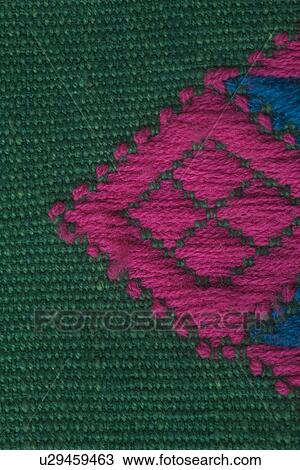 Stock Image - Cotton, Detail, Embroidery, Fabric Knitted, Material. Fotosearch