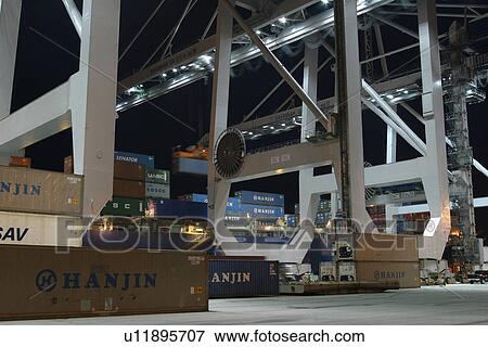 Stock Photo - harbor, cargo, storage, containers, goods, order. Fotosearch