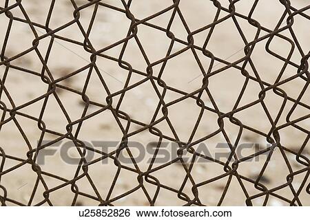 Stock Photograph - Chain-Link Fence, Close-Up, Design, Fixed, Hard. Fotosearch
