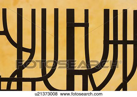 Stock Photo - metal, metal works, gate, metal gate, fence, metal fence. Fotosearch