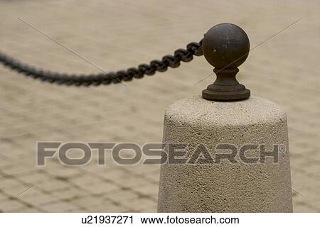 Stock Image - outdoors, barrier, barricade, iron, decorative, design. Fotosearch