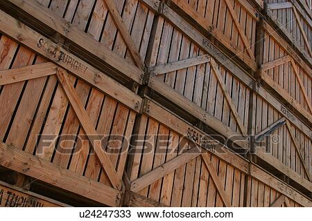 Stock Image - wooden, wood, crates, boxes, containers, stored. Fotosearch
