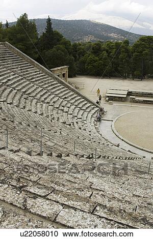 Stock Image - seats, arena, stadium, stone, steps, amphitheatre. Fotosearch