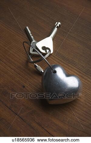 Stock Photograph - Close-Up, Heart Shape, Indoors, Key Ring. Fotosearch