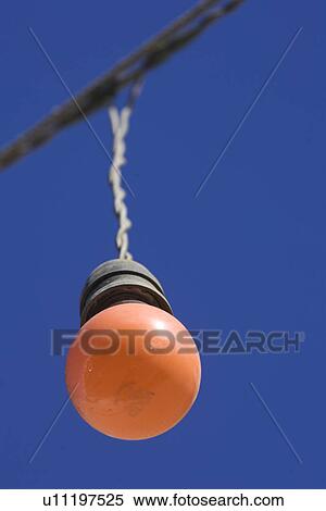 Stock Photography - Blue, Clear Sky, Close-Up, Electrical Component, Hanging. Fotosearch