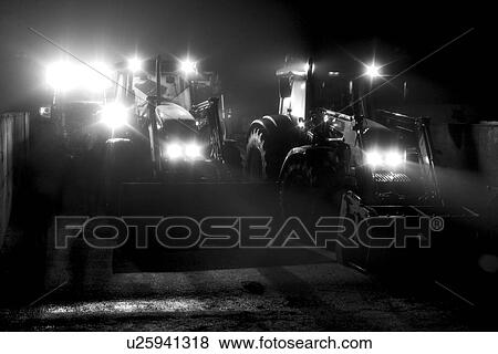 Stock Photo - Black, White, B&W, outdoor, front, parked. Fotosearch