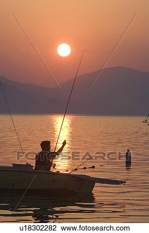 Stock Image - Boat, Fishing, Recreational Pursuit, Leisure Activity, Fishing Line. Fotosearch