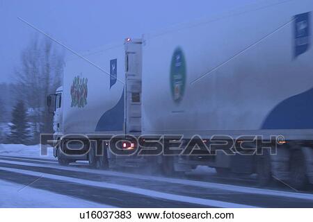 Stock Image - night, path, one vehicle, breeze, fog. Fotosearch