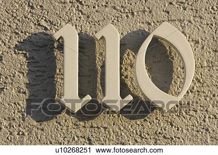Stock Image - Concrete, Number, Address. Fotosearch