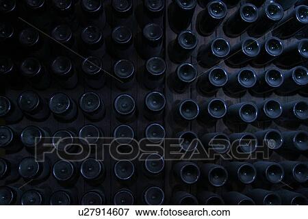 Stock Photo - bottles, wine, wine bottles, rows, shelves, array. Fotosearch