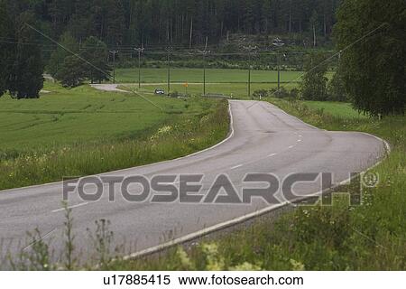 Stock Photography - Country Road, Countryside, Curving, Day, Dividing Line. Fotosearch