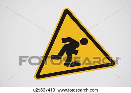 Stock Image - Black, Board, Caution, Displayed. Fotosearch