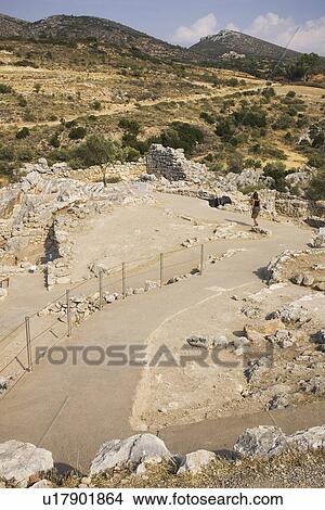 Picture - Boulders, Historic, Mountains, One Person, Rear View, Ruins. Fotosearch