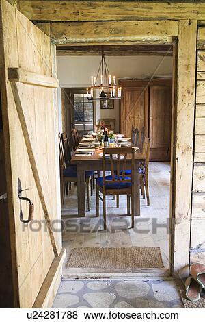 Stock Photo - Blue, Candle, Candlelight, Chair, Cottage. Fotosearch