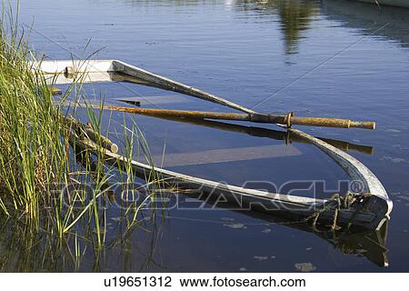 Stock Image - Boat, Day, Lake, Marsh. Fotosearch