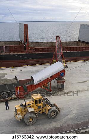 Stock Image - Cargo Container, Cloud, Container, Crane, Cruise Ship. Fotosearch