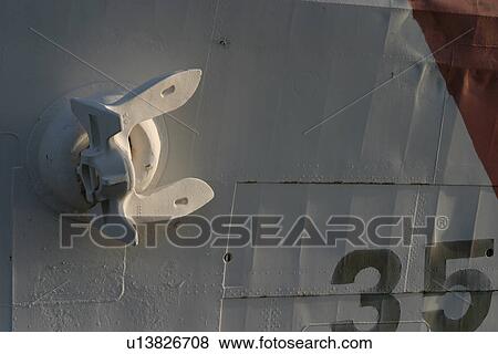 Stock Photo - hull, ship, vessel, anchor, metal, numbered. Fotosearch