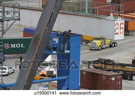 Stock Image - port, harbor, shipping, industry, storage, transportation. Fotosearch