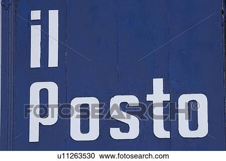 Stock Image - Blue, Close-Up, Colored Background, Information Board. Fotosearch
