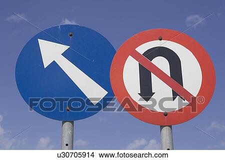 Blue, Day, Close-Up, Circle, Arrow Sign View Large Photo Image Picture - Blue, Day, Close-Up, Circle, Arrow Sign. Fotosearch