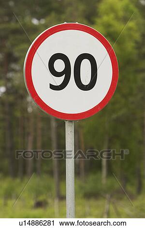 Stock Image - Sign, Signpost, Post, Pole, Digit, Round. Fotosearch