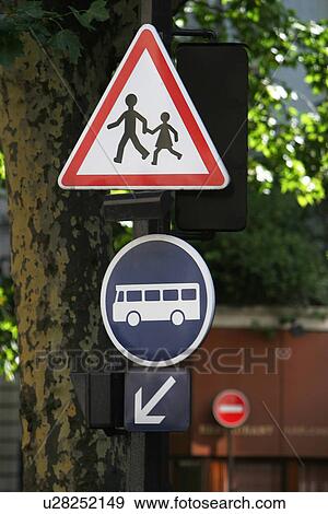Stock Photo - sign, triangular, text, indicating, information, warning. Fotosearch