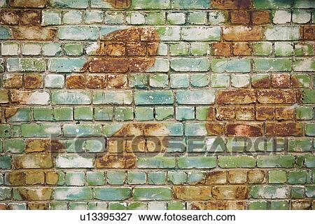 Stock Photo - Background, Brick Wall, Close-Up, Day, Discolored. Fotosearch