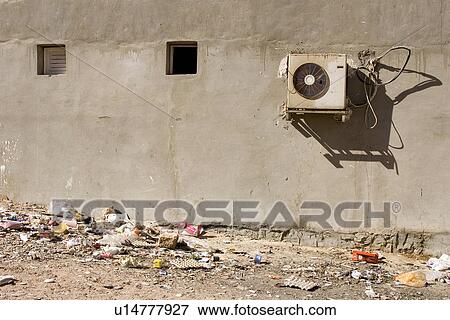 Stock Photo - Brick Wall, Day, Building Structure, Building Exterior, Air Conditioner. Fotosearch