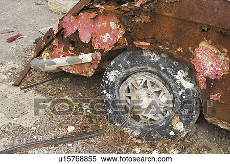 Stock Photography - Brown, Day, Damaged, Car, Abandoned. Fotosearch