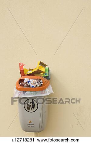 Stock Image - Close-Up, Fixed, Garbage, Garbage Bin. Fotosearch