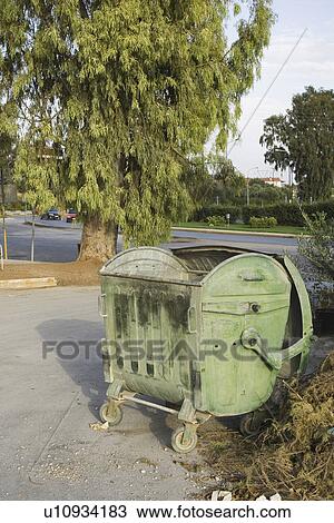 Stock Image - Day, Dry, Empty, Garbage, Garbage Bin. Fotosearch