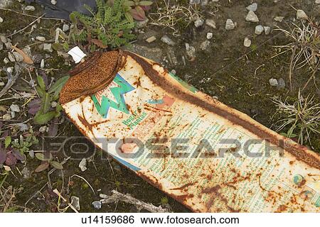 Stock Photograph - old, ancient, squeezed, crushed, aluminum, recyclable. Fotosearch