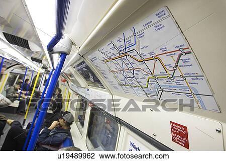 Stock Image - Commuters, Demarcated, Directions, Distances, Guide Map. Fotosearch