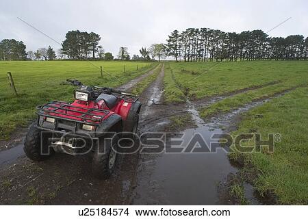 Picture - canal rural, clouds, agriculture. Fotosearch
