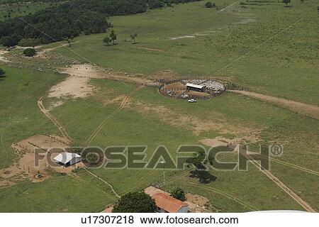 Stock Photo - country side, dwellings, aerial view. Fotosearch